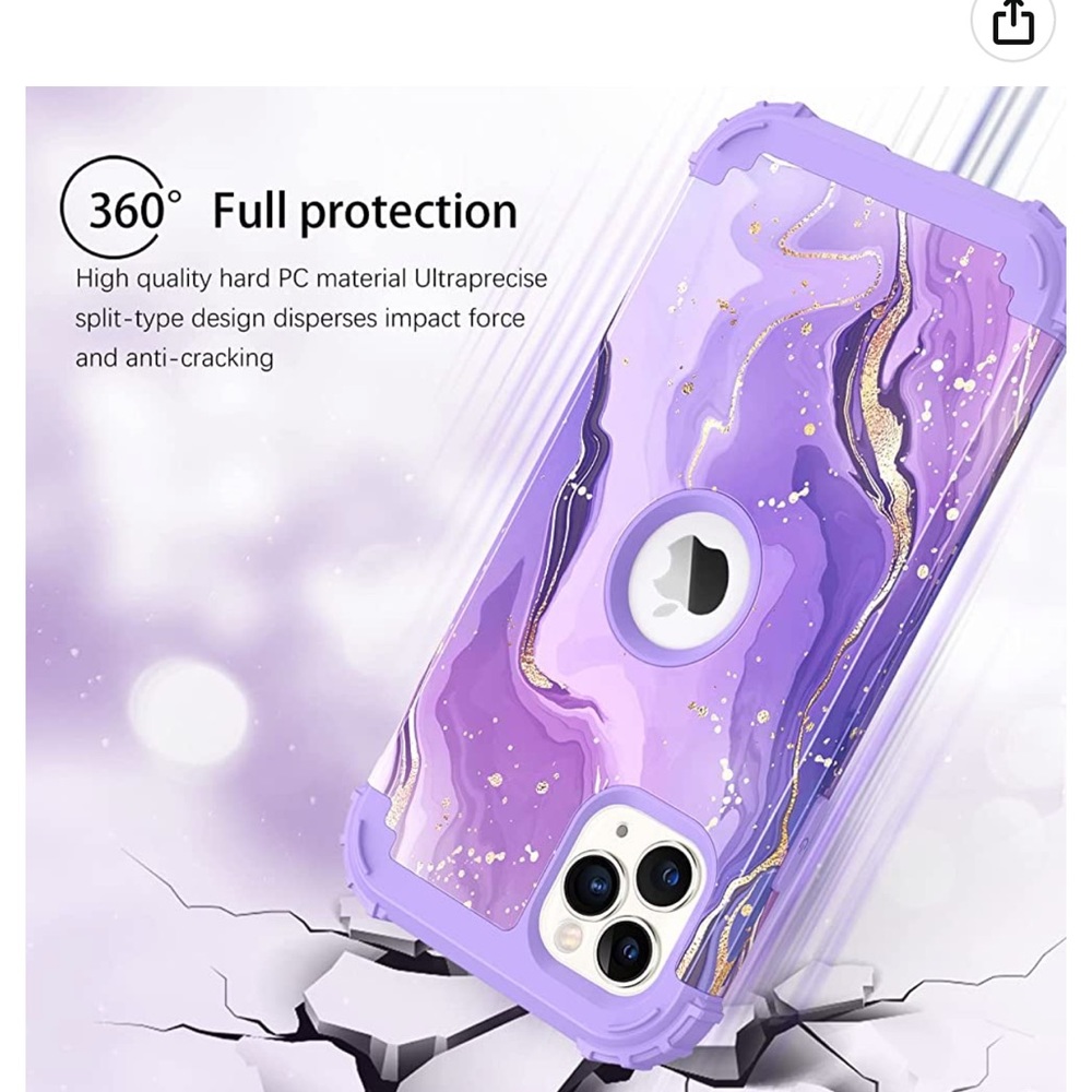 DUEDUE iPhone 12 Pro Case, Marble Pattern Heavy